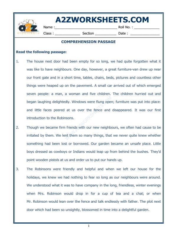 A2ZWorksheets:English-Reading-Comprehension Passage-33
