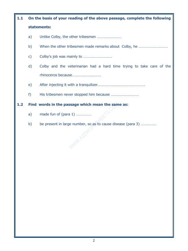 A2ZWorksheets:English-Reading-Comprehension Passage-34