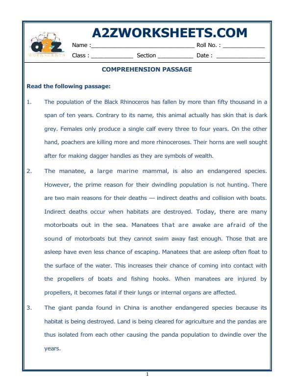 A2ZWorksheets:English-Reading-Comprehension Passage-37