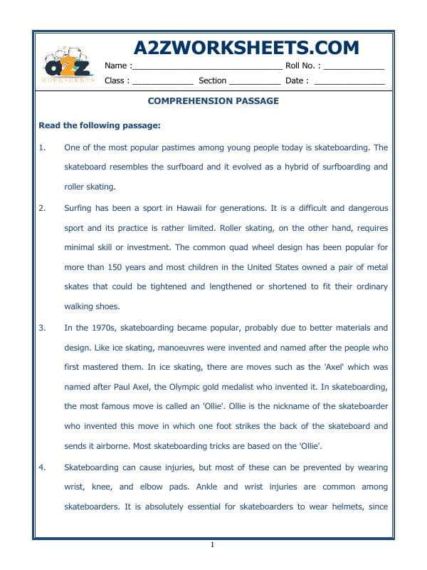 A2ZWorksheets:English-Reading-Comprehension Passage-44