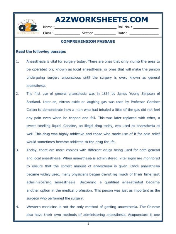 A2ZWorksheets:English-Reading-Comprehension Passage-45