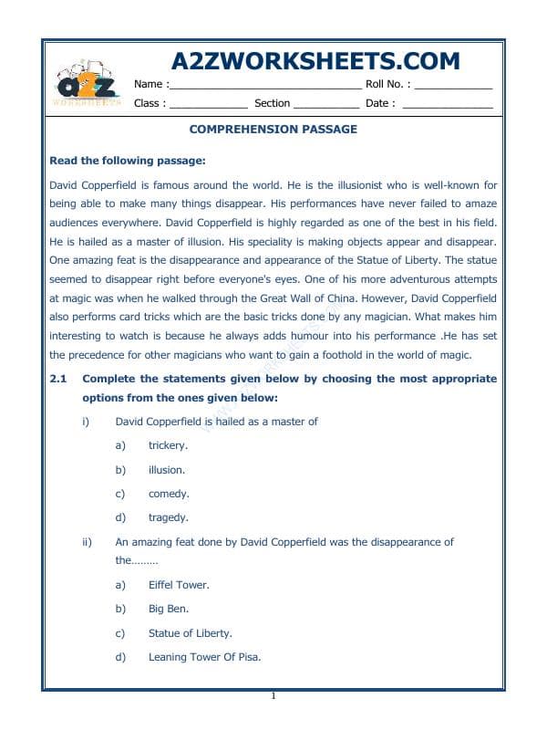 A2ZWorksheets:English-Reading-Comprehension Passage-46