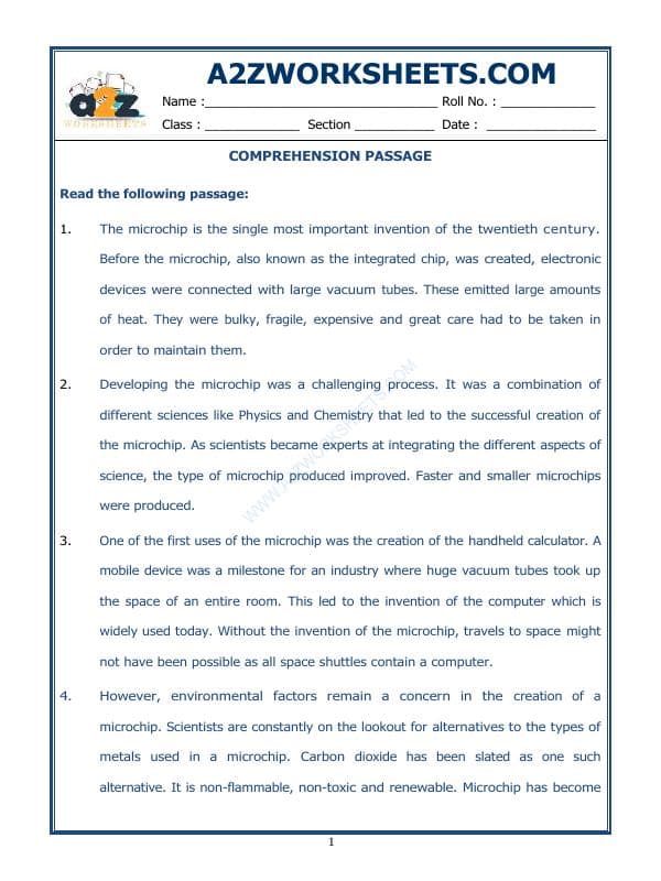 A2ZWorksheets:English-Reading-Comprehension Passage-47