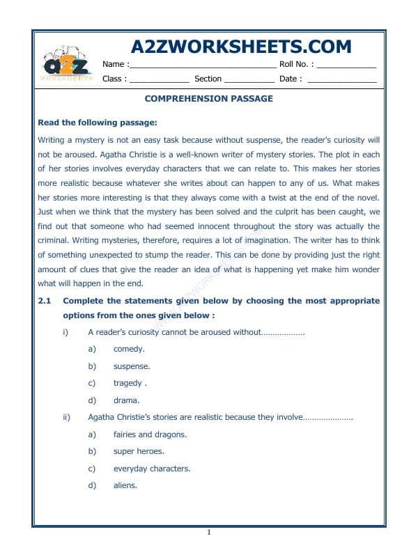 A2ZWorksheets:English-Reading-Comprehension Passage-48