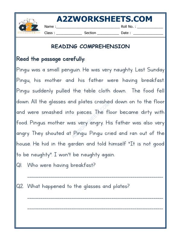 A2ZWorksheets:English-Reading-Comprehension Passage-22