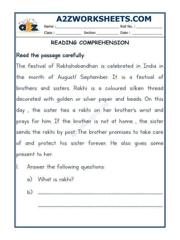 A2ZWorksheets:English-Reading-Comprehension Passage-23