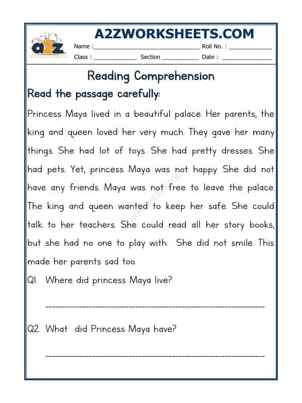A2ZWorksheets:English-Reading-Comprehension Passage-25