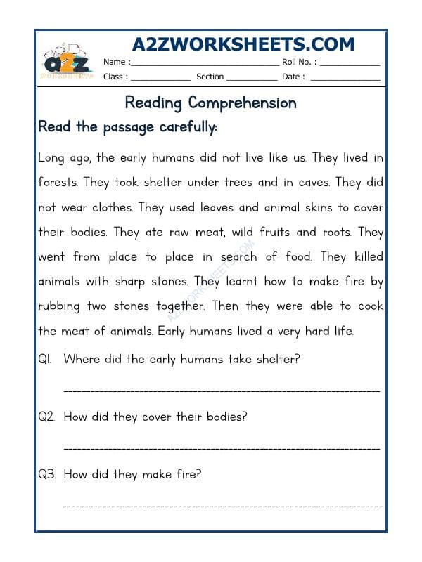 A2ZWorksheets:English-Reading-Comprehension Passage-26