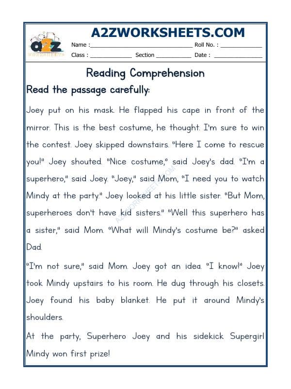A2ZWorksheets:English-Reading-Comprehension Passage-27