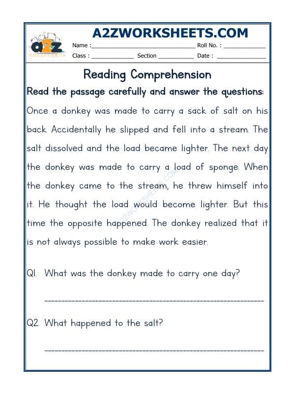 A2ZWorksheets:English-Reading-Comprehension Passage-29