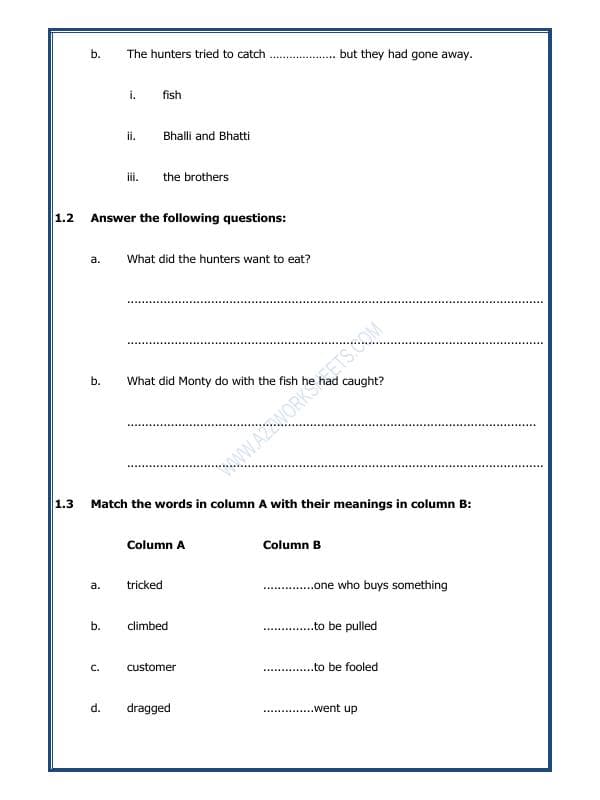 A2ZWorksheets:English-Reading-English Comprehension - 13