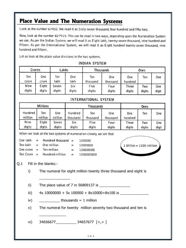 A2ZWorksheets:Maths-Numbers-Number System