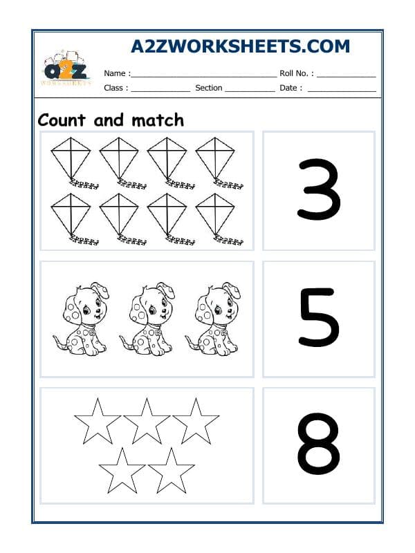 A2ZWorksheets:Maths-Numbers-Count And Match-03