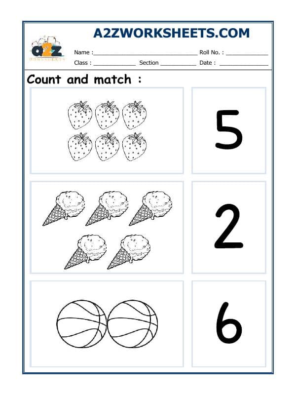 A2ZWorksheets:Maths-Numbers-Count And Match-07