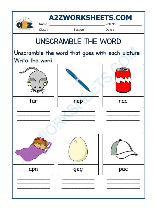 A2ZWorksheets:English-Reading-Unscramble The Words-02