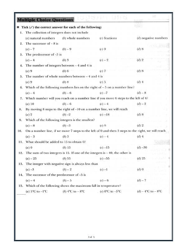 A2ZWorksheets:Maths-Integers-Integers