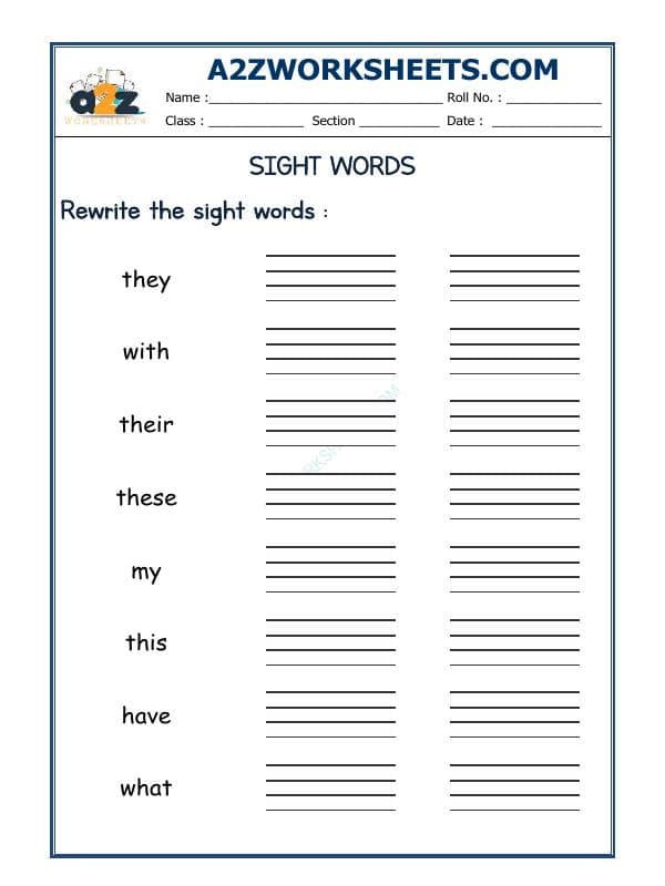A2ZWorksheets:English-Grammar-Sight Words-03