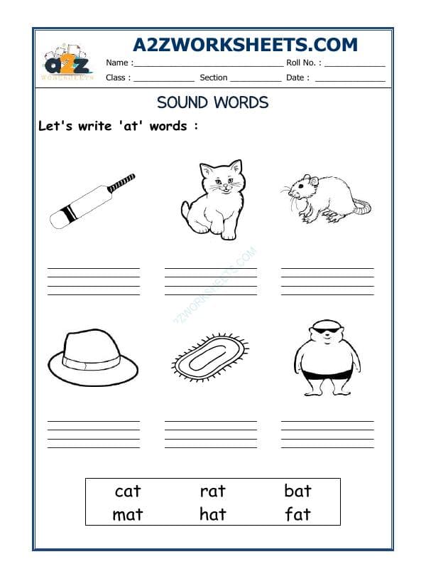 A2ZWorksheets:English-Reading-'At' Sound Words-01