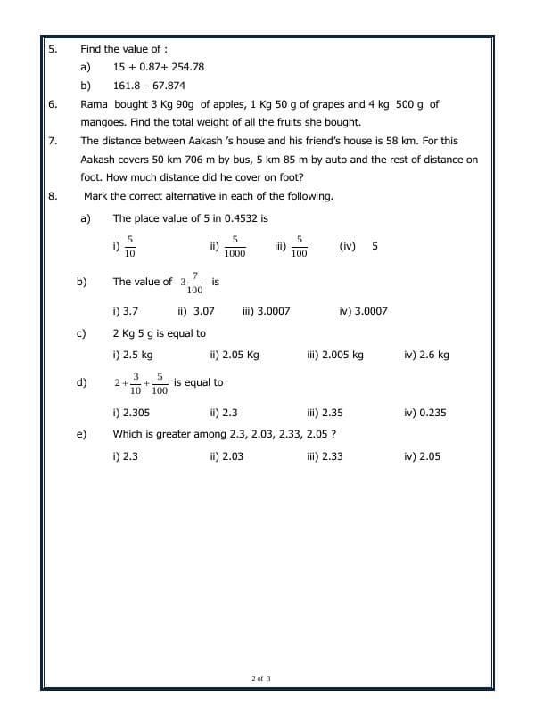 A2ZWorksheets:Maths-Decimals-Decimals