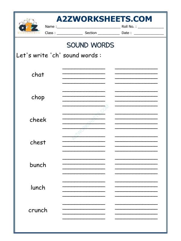 A2ZWorksheets:English-Reading-'Ch' Sound  Words