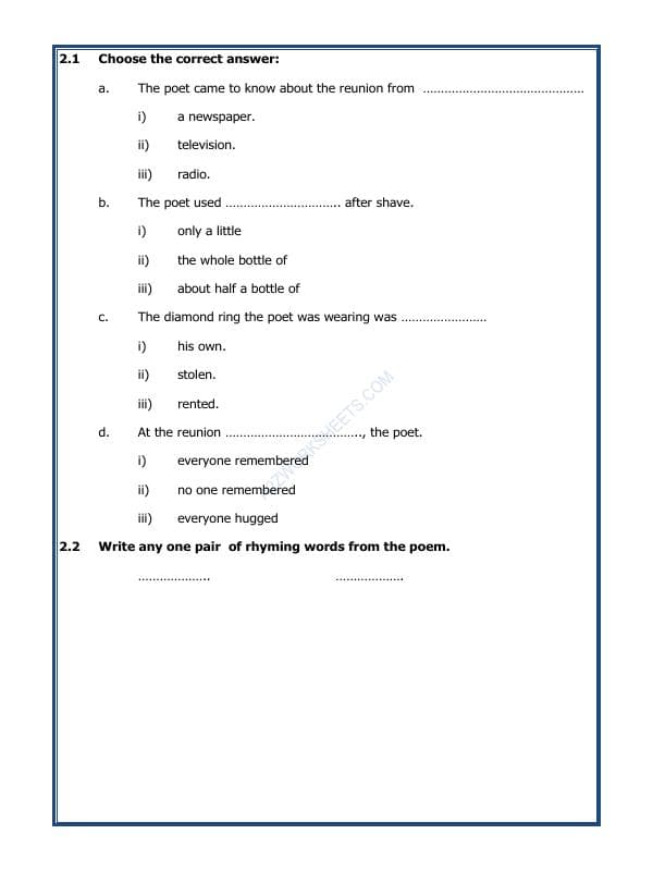 A2ZWorksheets:English-Reading-Comprehension Passage (Poem) - 14