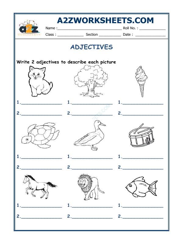A2ZWorksheets:English-Grammar-Adjectives Worksheet-02