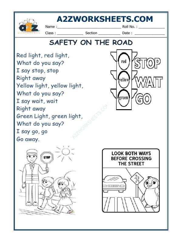 A2ZWorksheets:General Awareness-Safety-Safety On The Road