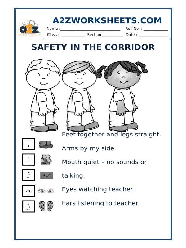 A2ZWorksheets:General Awareness-Safety-Safety In Corridor