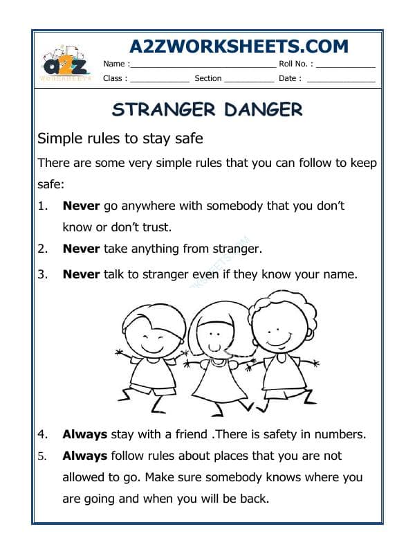 A2ZWorksheets:General Awareness-Safety-Stranger Danger