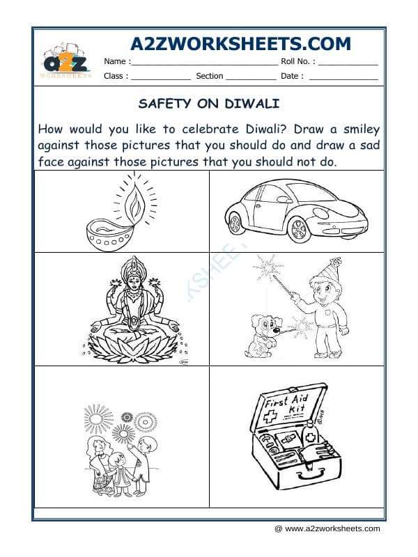 A2ZWorksheets:General Awareness-Safety-Safety On Diwali