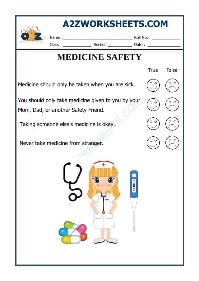 A2ZWorksheets:General Awareness-Safety-GA Worksheets - Medical Safety