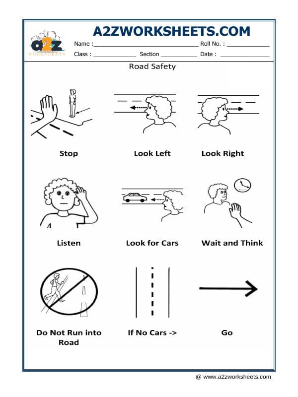 A2ZWorksheets:General Awareness-Safety-Safety On Road-02