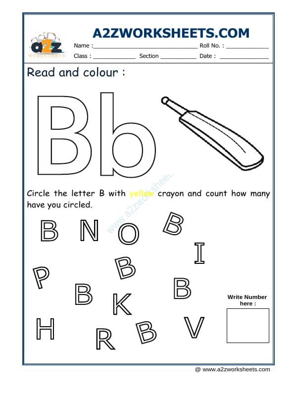 A2ZWorksheets:English-Recognition-Read And Colour B