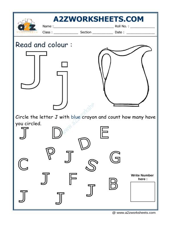 A2ZWorksheets:English-Recognition-Read And Colour J