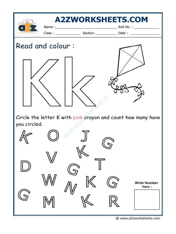 A2ZWorksheets:English-Recognition-Read And Colour K
