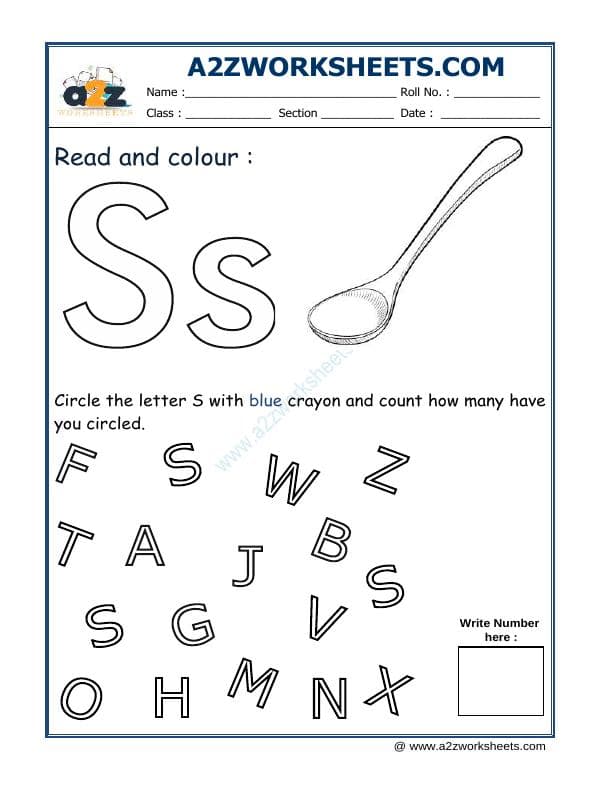 A2ZWorksheets:English-Recognition-Read And Colour S