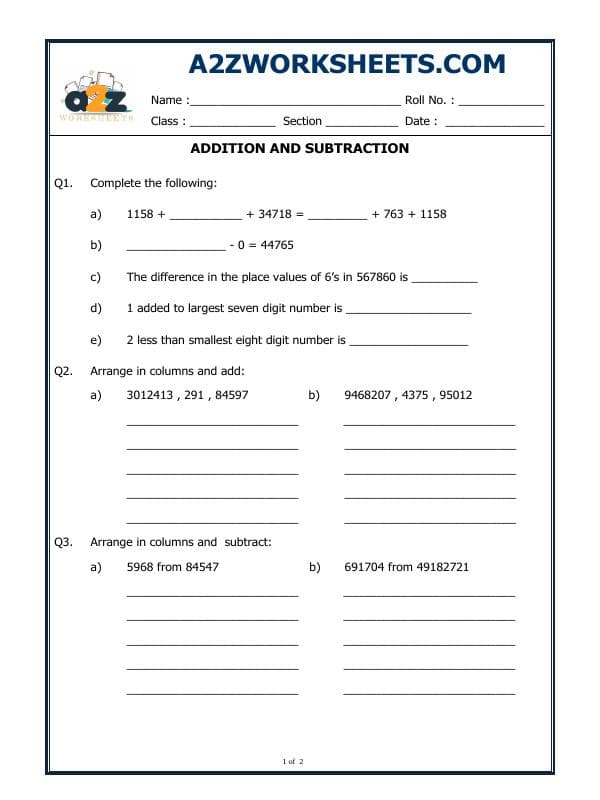 Addition And Subtraction