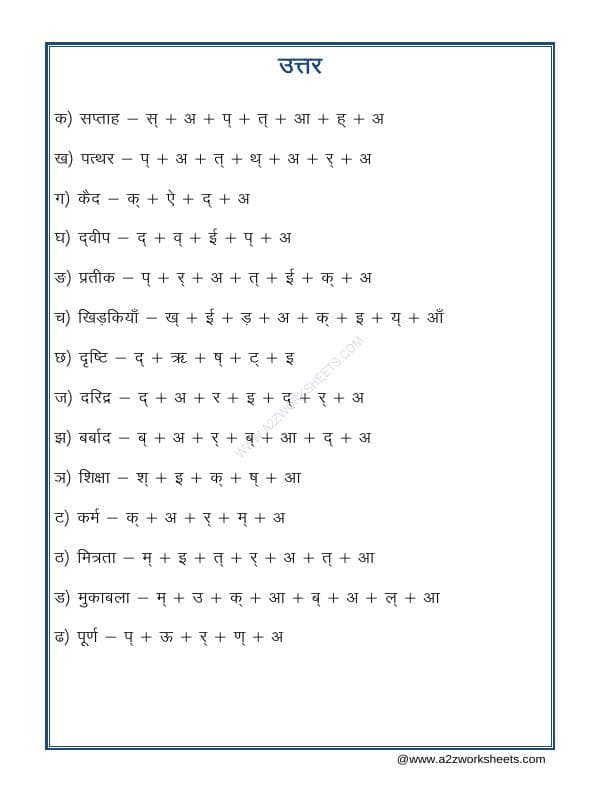 A2ZWorksheets:Language-Hindi-Hindi Grammar - Varn Viched-02-(वर्ण-विच्छेद)