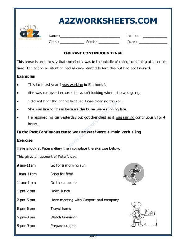 A2ZWorksheets:English-Grammar-The Past Continuous Tense