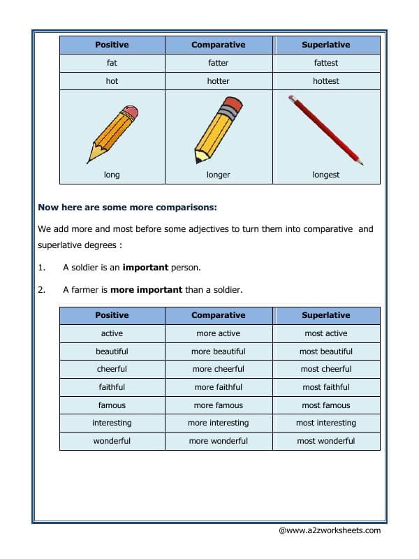 A2ZWorksheets:English-Grammar-Comparison Adjectives