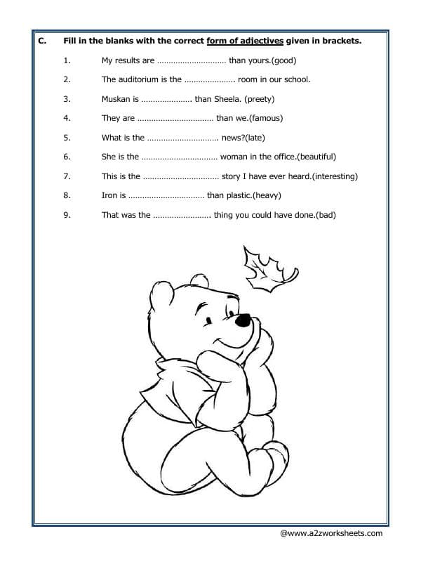 A2ZWorksheets:English-Grammar-Comparison Adjectives