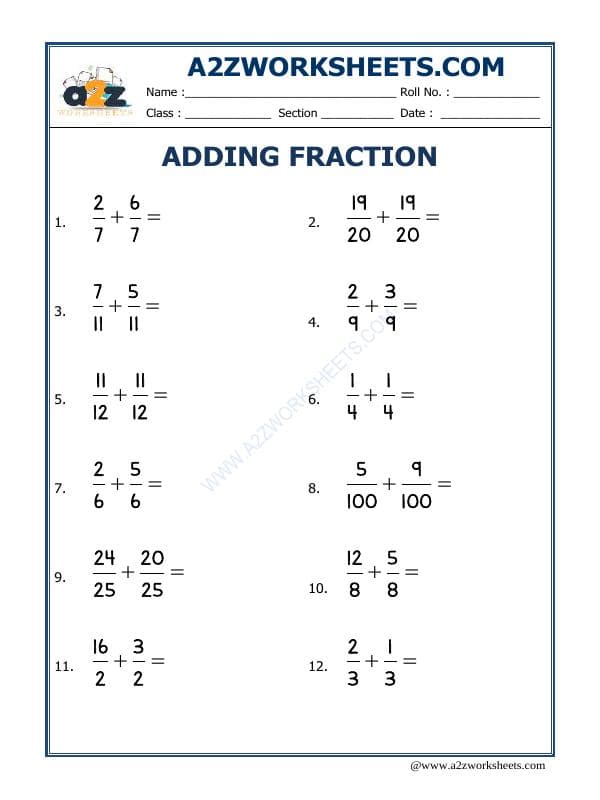 A2ZWorksheets:Maths-Fractions-Let'S Practice Fraction Addition-02
