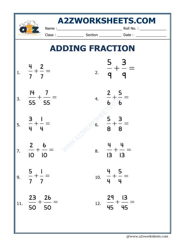 A2ZWorksheets:Maths-Fractions-Let's Practice Fraction Addition-03