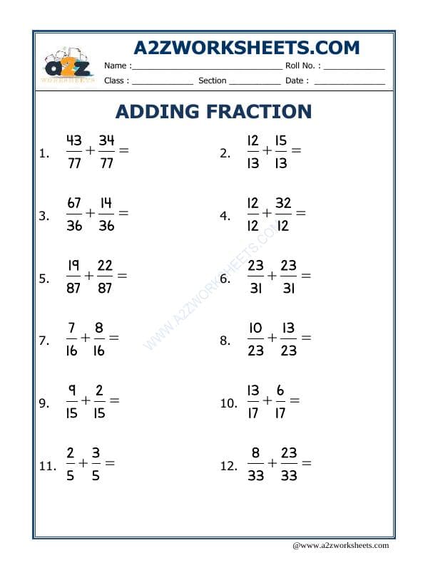 A2ZWorksheets:Maths-Fractions-Let'S Practice Fraction Addition-11