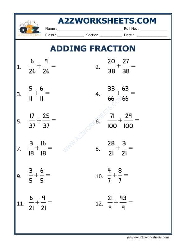 A2ZWorksheets:Maths-Fractions-Let'S Practice Fraction Addition-12