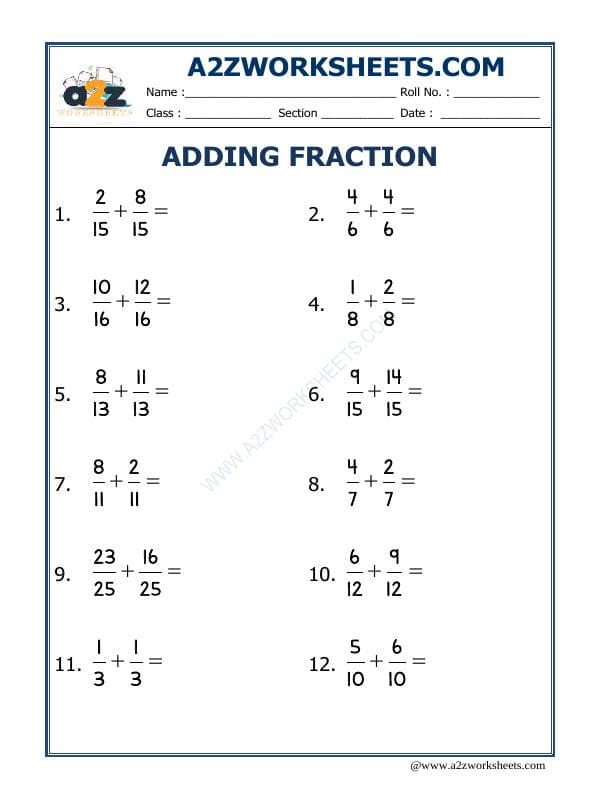 A2ZWorksheets:Maths-Fractions-Let'S Practice Fraction Addition-17