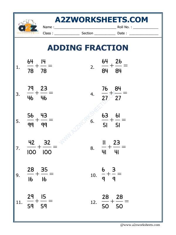 A2ZWorksheets:Maths-Fractions-Let'S Practice Fraction Addition-24