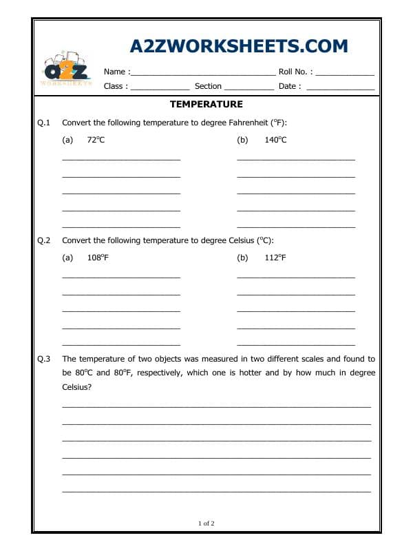 A2ZWorksheets:Maths-Measurement-Temperature