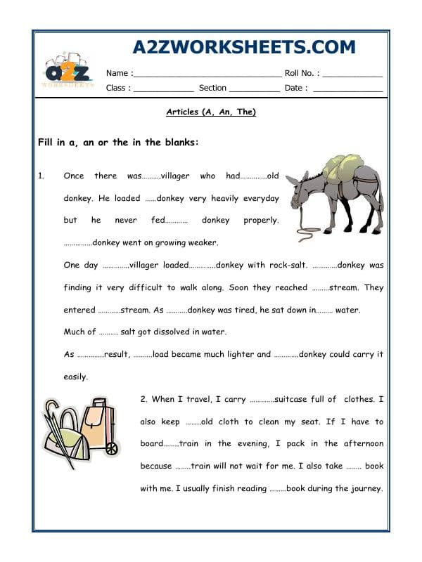 A2ZWorksheets:English-Grammar-Let's Practice Articles-03