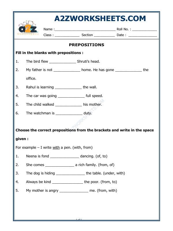 A2ZWorksheets:English-Grammar-Let's Practice Prepositions-02